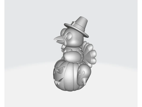 Thanksgiving Kalkoen Rijden Halloween Pompoen Leuke Feestelijke Decoratie met Spoken Grappige Vakantie C 3D printmodel
