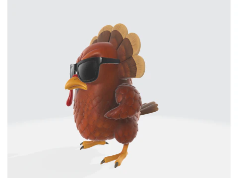 Cool Turkije met zonnebril Grappig Thanksgiving Decor Cartoon Turkije Beeldje Vakantie 3D printmodel