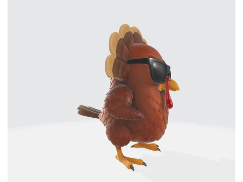 Cool Turkije met zonnebril Grappig Thanksgiving Decor Cartoon Turkije Beeldje Vakantie 3D printmodel