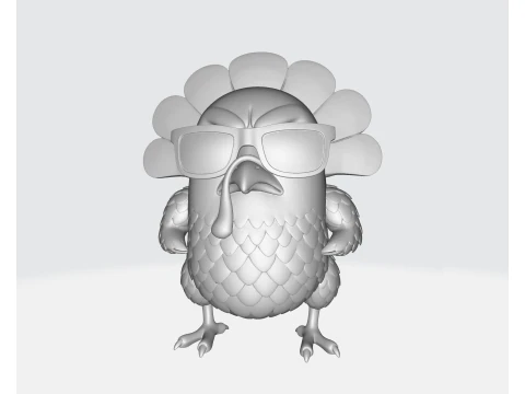 Cool Turkije met zonnebril Grappig Thanksgiving Decor Cartoon Turkije Beeldje Vakantie 3D printmodel