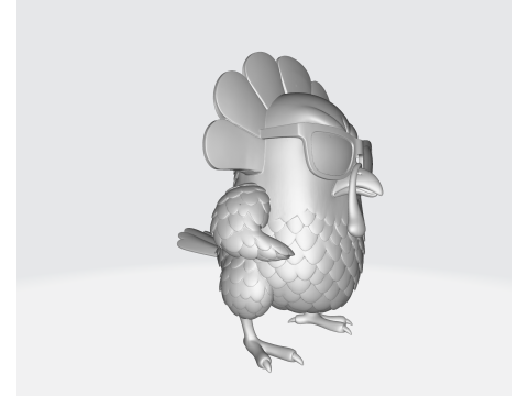 Fajny indyk w okularach przeciwsłonecznych Zabawny wystrój na Święto Dziękczynienia Figurka z kreskówki z indykiem Wakacje Model do druku 3D