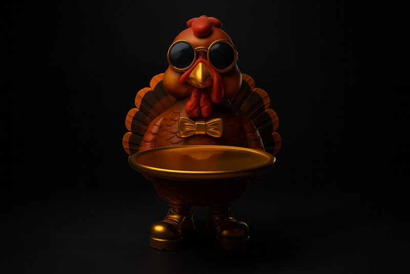 时尚土耳其管家雕像有趣感恩节 3D 打印装饰带金色细节太阳镜 3D 打印模型 .c4d .max .obj .3ds .fbx .stl .blend 