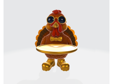 时尚土耳其管家雕像有趣感恩节 3D 打印装饰带金色细节太阳镜 3D 打印模型