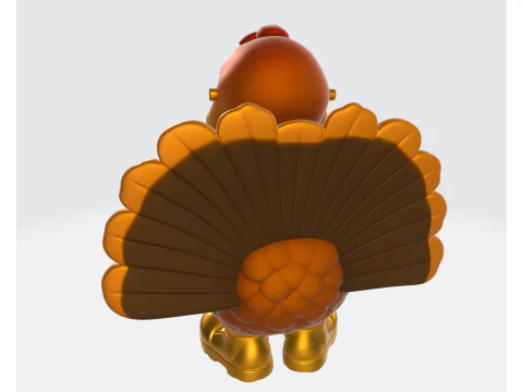 Stijlvol Turkije Butler Standbeeld Leuk Thanksgiving 3D Print Decor met Gouden Details Zonnebril 3D printmodel