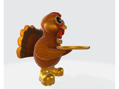 时尚土耳其管家雕像有趣感恩节 3D 打印装饰带金色细节太阳镜 3D 打印模型