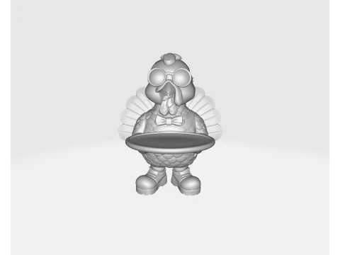 Stijlvol Turkije Butler Standbeeld Leuk Thanksgiving 3D Print Decor met Gouden Details Zonnebril 3D printmodel