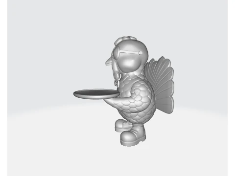 Stijlvol Turkije Butler Standbeeld Leuk Thanksgiving 3D Print Decor met Gouden Details Zonnebril 3D printmodel