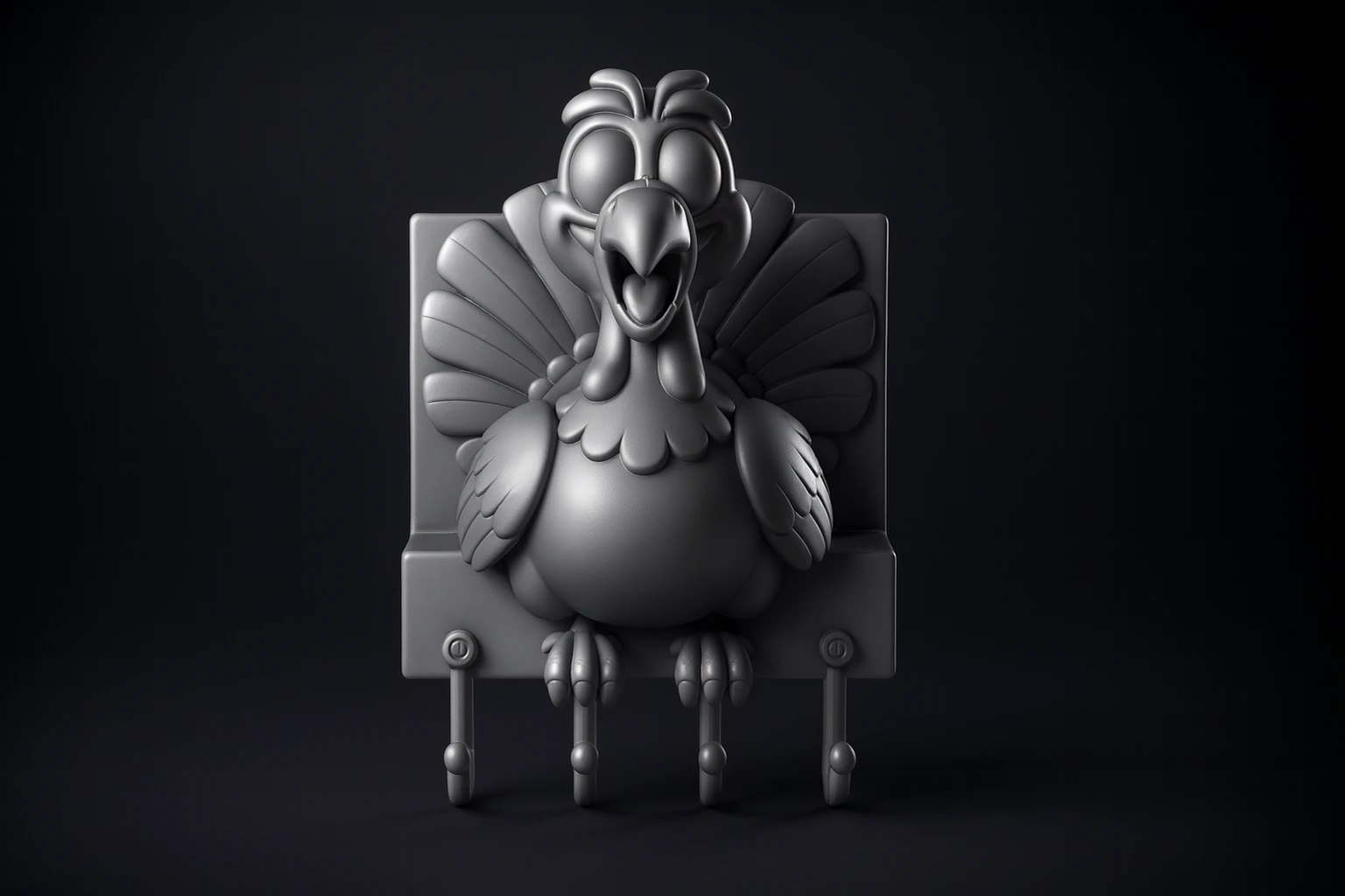 Funny Turkey Key Holder Wall Hook 3D Printed Thanksgiving Dcor Farmhouse Turkey Wall Hanger Cut 3D Print Model .c4d .max .obj .3ds .fbx .stl .blend 