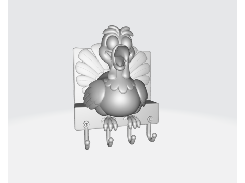 Lustiger Truthahn-Schlüsselhalter, Wandhaken, 3D-gedruckt, Thanksgiving-Dekoration, Bauernhaus-Truthahn-Wandaufhänger, geschnitten 3D Druckmodell