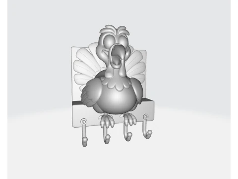 Funny Turkey Key Holder Wall Hook 3D Printed Thanksgiving Dcor Farmhouse Turkey Wall Hanger Cut 3D Print Model