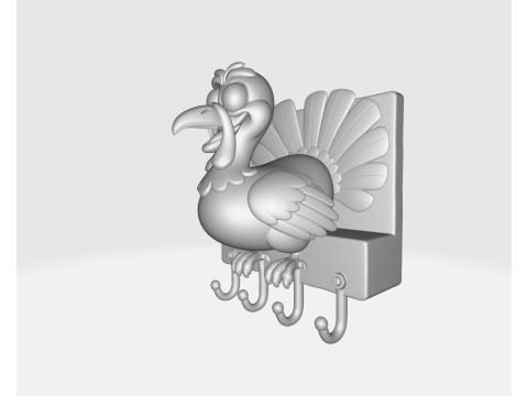 Lustiger Truthahn-Schlüsselhalter, Wandhaken, 3D-gedruckt, Thanksgiving-Dekoration, Bauernhaus-Truthahn-Wandaufhänger, geschnitten 3D Druckmodell
