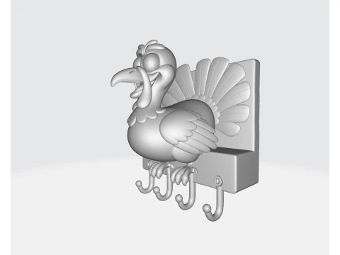 Funny Turkey Key Holder Wall Hook 3D Printed Thanksgiving Dcor Farmhouse Turkey Wall Hanger Cut 3D Print Model
