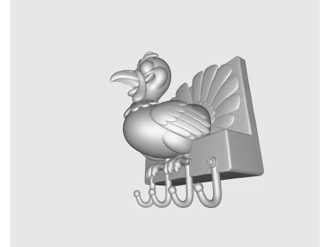 Funny Turkey Key Holder Wall Hook 3D Printed Thanksgiving Dcor Farmhouse Turkey Wall Hanger Cut 3D Print Model