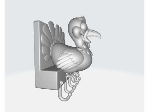 Lustiger Truthahn-Schlüsselhalter, Wandhaken, 3D-gedruckt, Thanksgiving-Dekoration, Bauernhaus-Truthahn-Wandaufhänger, geschnitten 3D Druckmodell