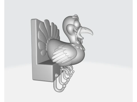 Funny Turkey Key Holder Wall Hook 3D Printed Thanksgiving Dcor Farmhouse Turkey Wall Hanger Cut 3D Print Model