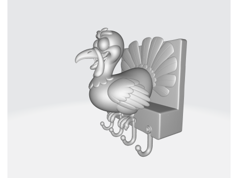 Lustiger Truthahn-Schlüsselhalter, Wandhaken, 3D-gedruckt, Thanksgiving-Dekoration, Bauernhaus-Truthahn-Wandaufhänger, geschnitten 3D Druckmodell