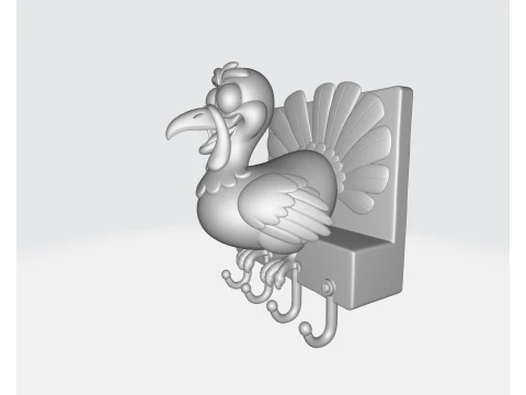Funny Turkey Key Holder Wall Hook 3D Printed Thanksgiving Dcor Farmhouse Turkey Wall Hanger Cut 3D Print Model