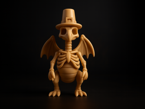 Скелет на День Благодарения, индейка, 3D-принт, шляпа паломника, забавное праздничное украшение, уникальный скелет, индейка 3D Принт Модель