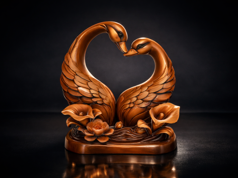 Romantic Swan Couple Heart Sculpture Valentine Gift 3D Printed Love Decor for Couples Wedding Anni 3D Print Model