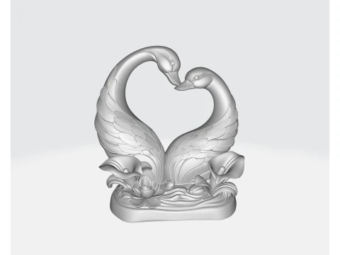 Romantic Swan Couple Heart Sculpture Valentine Gift 3D Printed Love Decor for Couples Wedding Anni 3D Print Model