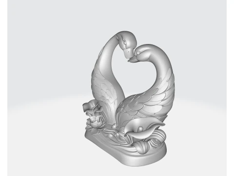 Romantic Swan Couple Heart Sculpture Valentine Gift 3D Printed Love Decor for Couples Wedding Anni 3D Print Model