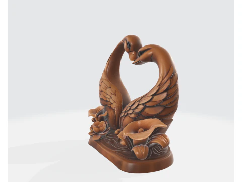 Romantic Swan Couple Heart Sculpture Valentine Gift 3D Printed Love Decor for Couples Wedding Anni 3D Print Model