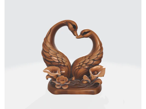 Romantic Swan Couple Heart Sculpture Valentine Gift 3D Printed Love Decor for Couples Wedding Anni 3D Print Model