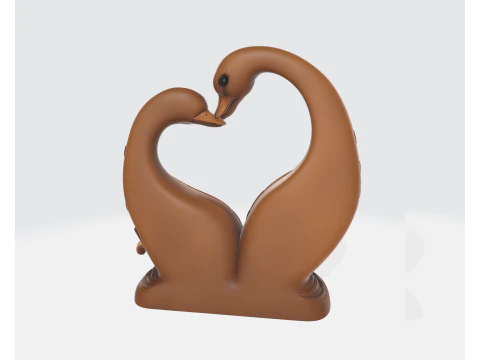 Romantic Swan Couple Heart Sculpture Valentine Gift 3D Printed Love Decor for Couples Wedding Anni 3D Print Model