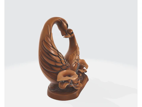 Romantic Swan Couple Heart Sculpture Valentine Gift 3D Printed Love Decor for Couples Wedding Anni 3D Print Model