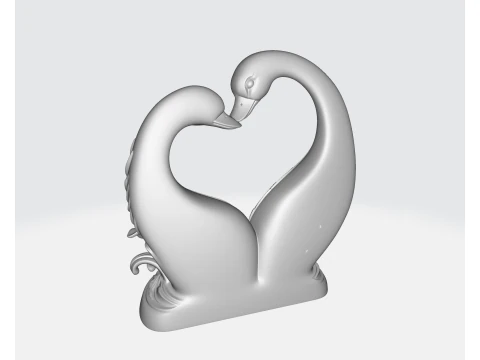 Romantic Swan Couple Heart Sculpture Valentine Gift 3D Printed Love Decor for Couples Wedding Anni 3D Print Model