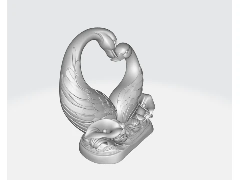 Romantic Swan Couple Heart Sculpture Valentine Gift 3D Printed Love Decor for Couples Wedding Anni 3D Print Model