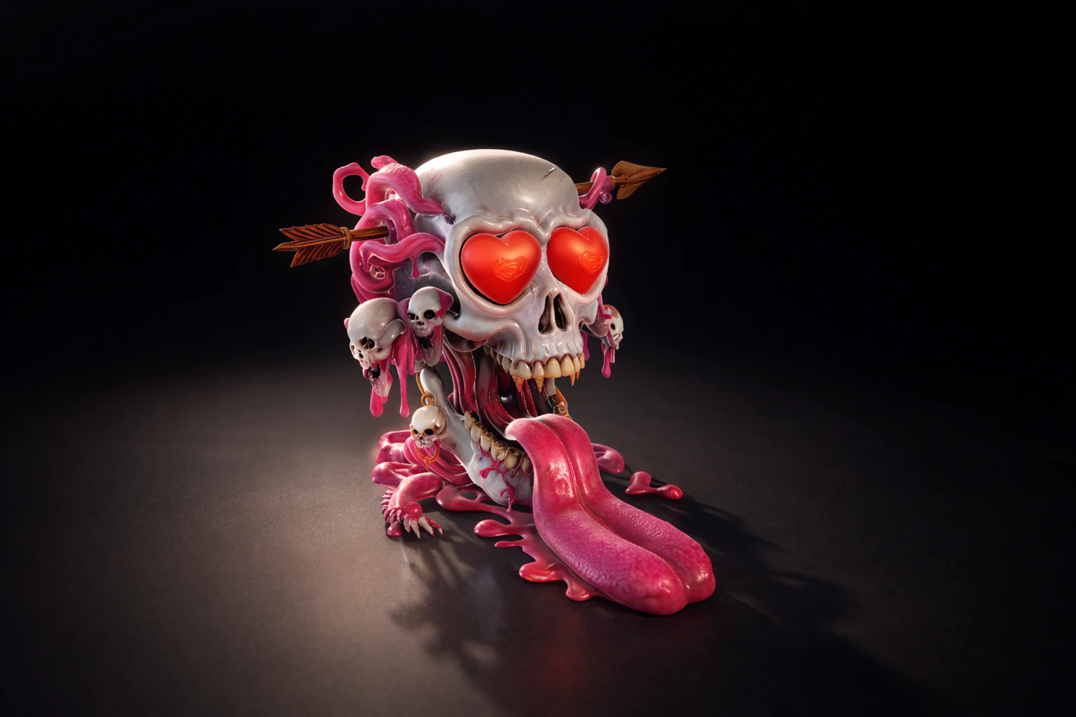 Valentine Skull Heart Sculpture Creepy Cute Love Decor Gothic Valentine Gift 3D Printed Art Fi 3D Print Model .c4d .max .obj .3ds .fbx .stl .blend 