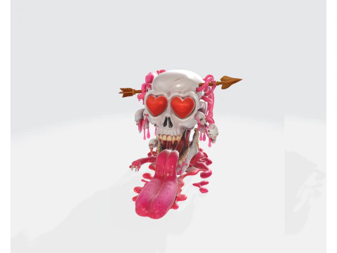 Valentine Skull Heart Sculpture Creepy Cute Love Decor Gothic Valentine Gift 3D Printed Art Fi 3D Print Model