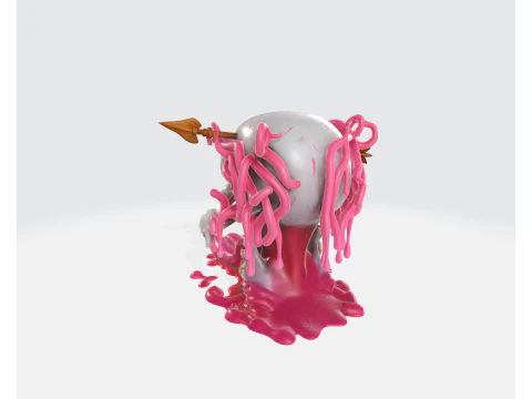 Valentine Skull Heart Sculpture Creepy Cute Love Decor Gothic Valentine Gift 3D Printed Art Fi 3D Print Model
