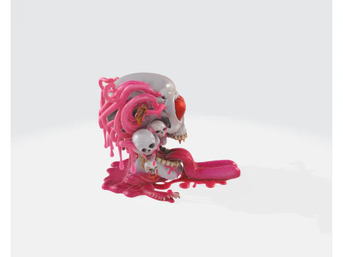 Valentine Skull Heart Sculpture Creepy Cute Love Decor Gothic Valentine Gift 3D Printed Art Fi 3D Print Model