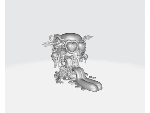 Valentine Skull Heart Sculpture Creepy Cute Love Decor Gothic Valentine Gift 3D Printed Art Fi 3D Print Model