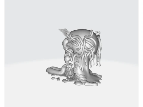 Valentine Skull Heart Sculpture Creepy Cute Love Decor Gothic Valentine Gift 3D Printed Art Fi 3D Print Model