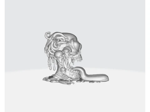 Valentine Skull Heart Sculpture Creepy Cute Love Decor Gothic Valentine Gift 3D Printed Art Fi 3D Print Model