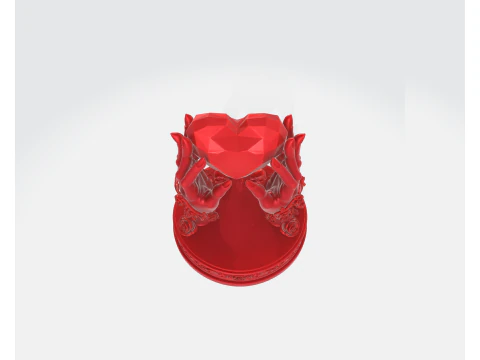 Patung Hati Romantis Gambar 3D Dekorasi Cinta Hari Valentine Patung Hati Memegang Tangan Gotik Model Cetak 3D