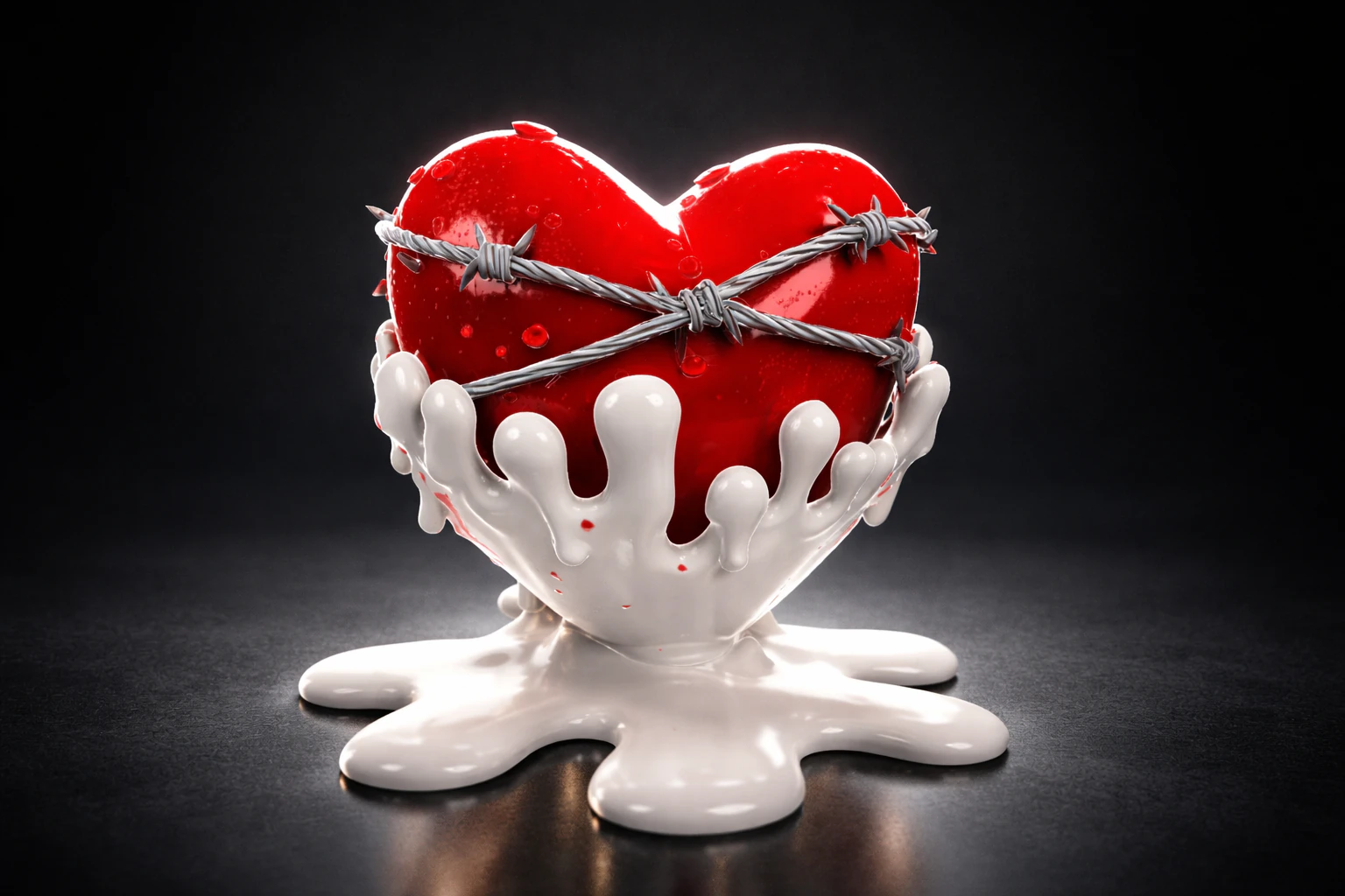 Barbed Wire Heart Sculpture Dark Romantic Valentine Decor Gothic Love Art Gift 3D Print Model .c4d .max .obj .3ds .fbx .stl .blend 