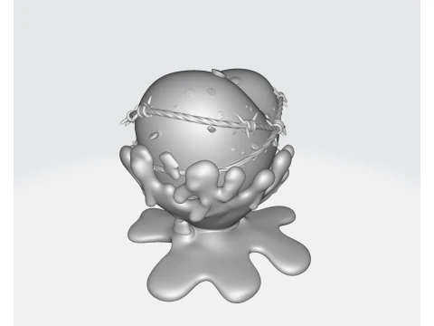 Barbed Wire Heart Sculpture Dark Romantic Valentine Decor Gothic Love Art Gift 3D Print Model