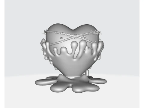 Barbed Wire Heart Sculpture Dark Romantic Valentine Decor Gothic Love Art Gift 3D Print Model