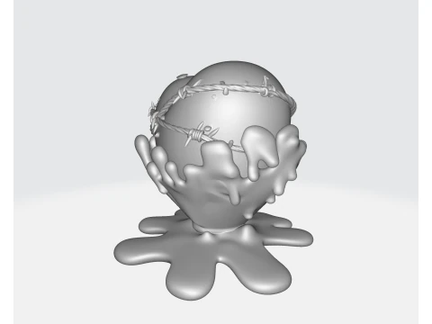 Barbed Wire Heart Sculpture Dark Romantic Valentine Decor Gothic Love Art Gift 3D Print Model