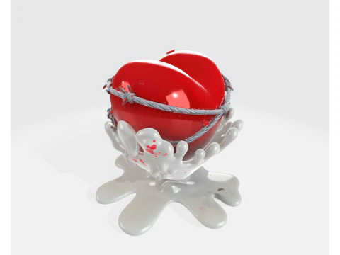 Barbed Wire Heart Sculpture Dark Romantic Valentine Decor Gothic Love Art Gift 3D Print Model