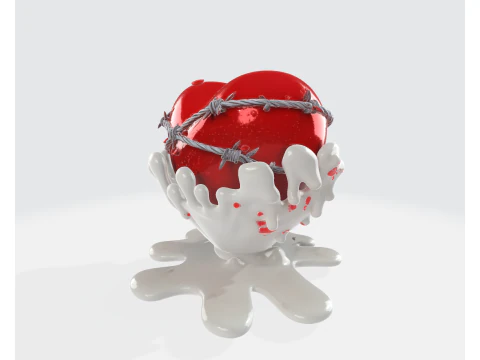 Barbed Wire Heart Sculpture Dark Romantic Valentine Decor Gothic Love Art Gift 3D Print Model