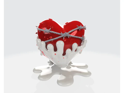 Barbed Wire Heart Sculpture Dark Romantic Valentine Decor Gothic Love Art Gift 3D Print Model