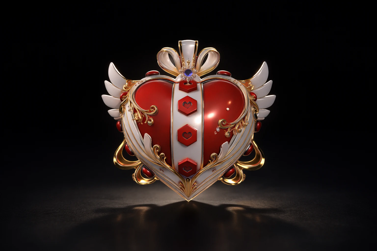 Royal Heart Valentine Decor Elegant 3D Printed Love Emblem with Wings Crown Romantic Gift for V 3D Print Model .c4d .max .obj .3ds .fbx .stl .blend 