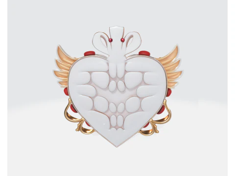 Royal Heart Valentine Decor Elegant 3D Printed Love Emblem with Wings Crown Romantic Gift for V 3D Print Model
