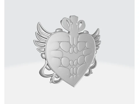 Royal Heart Valentine Decor Elegant 3D Printed Love Emblem with Wings Crown Romantic Gift for V 3D Print Model