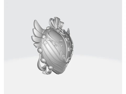 Royal Heart Valentine Decor Elegant 3D Printed Love Emblem with Wings Crown Romantic Gift for V 3D Print Model